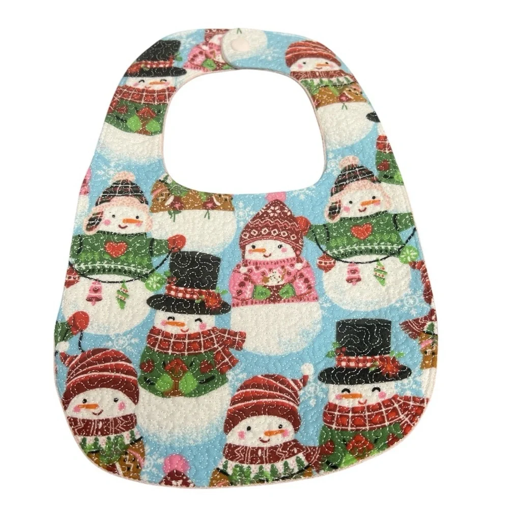 Hand Crafted Baby Bib with snap closure cotton snuggle flannel reversible